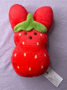 PEEPS Bunny Strawberry Red Green Small Plush Stuffed Animal NWOT